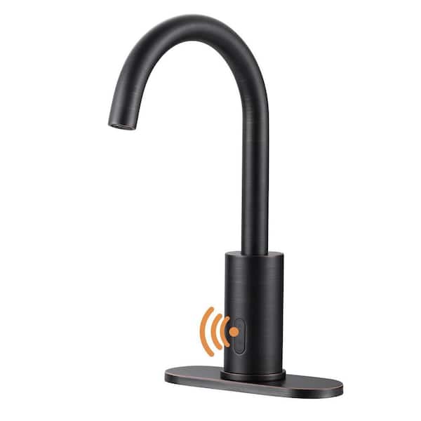 Sensor Touchless Single Hole Bathroom Sink Faucet with Deckplate Included in Oil Rubbed Bronze