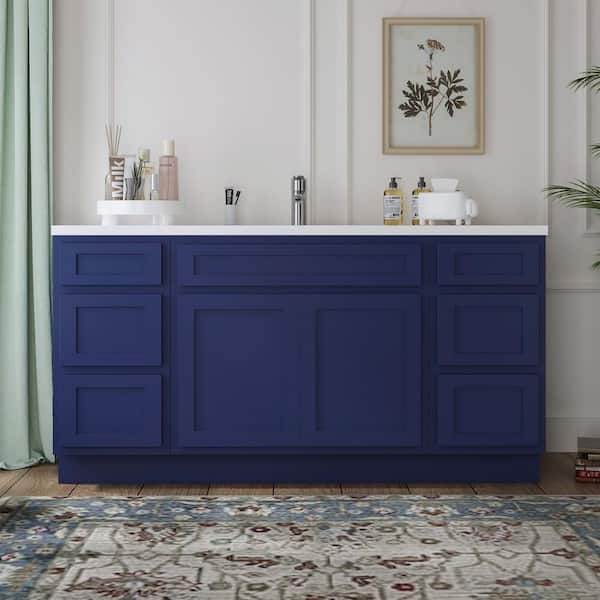 Vanity Art 69 in. W x 21 in. D x 32.5 in. H Bath Vanity Cabinet without Top in Blue
