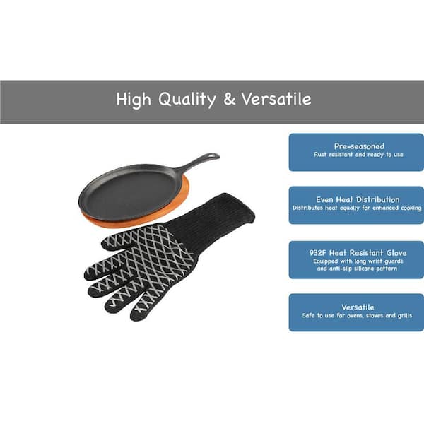 Pre-Seasoned Cast Iron Frying Pans - 3 Piece Set