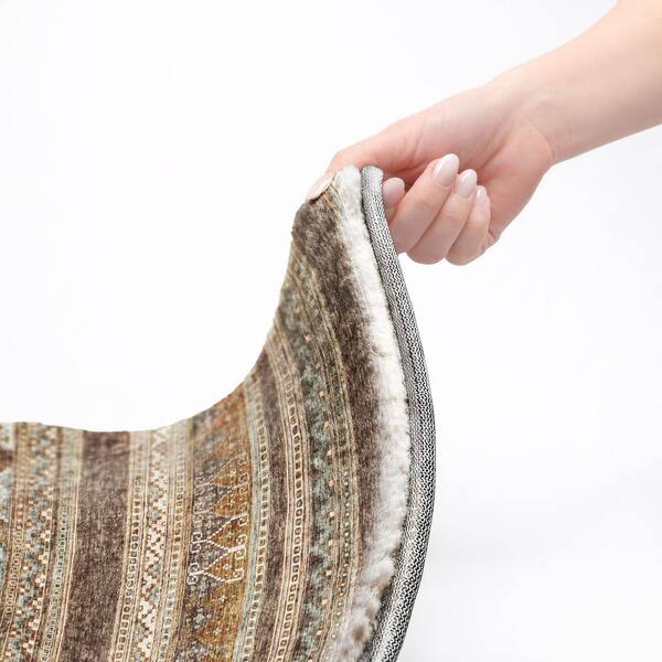 Dream Shag Premium Machine Washable Abstract ADS714 Chocolate 8 ft. x 10 ft. Area Rug