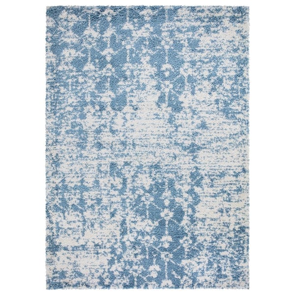 Home Decorators Collection Pelush Shag Blue 6 ft x 9 ft Abstract Area Rug