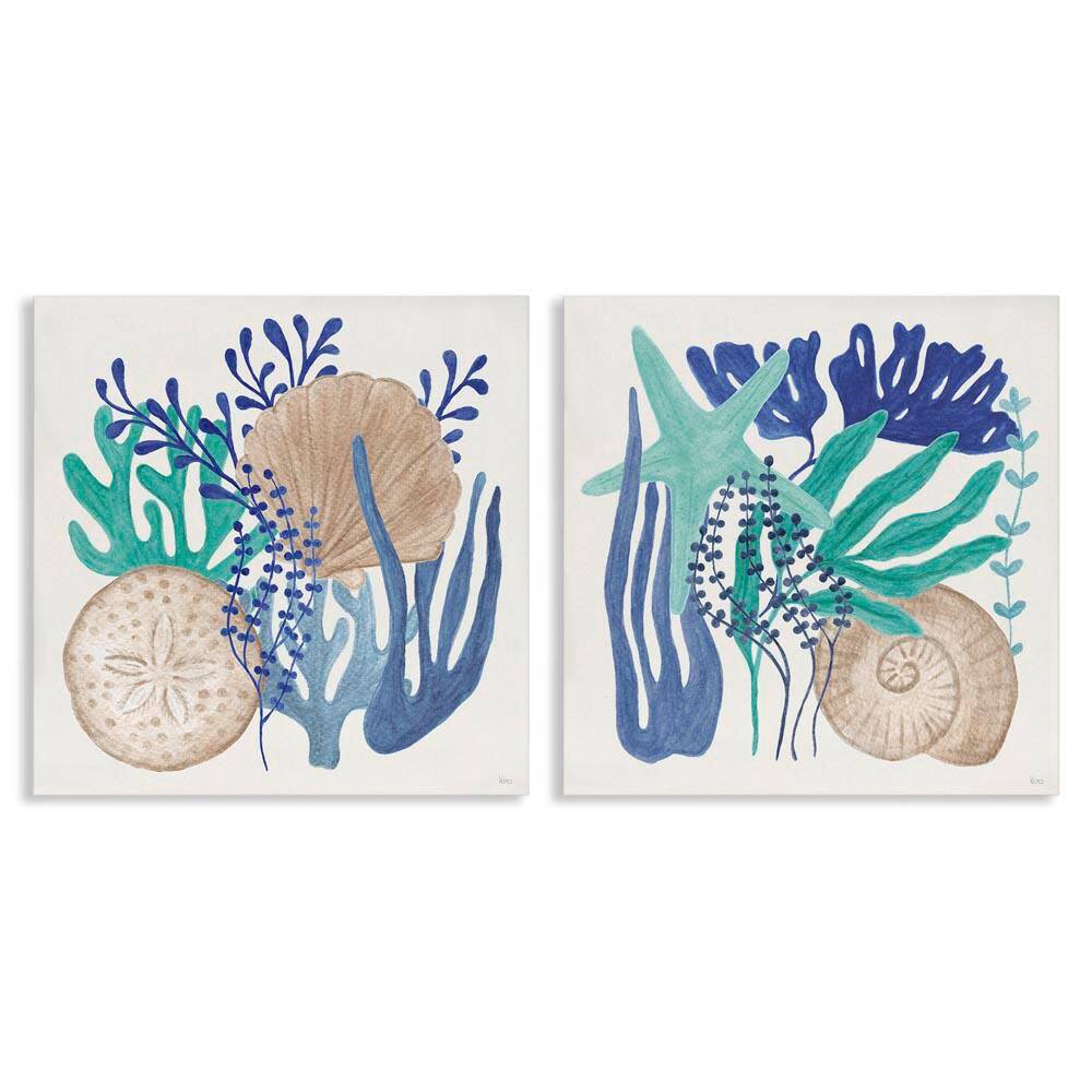 Coastal Coral and Seashells by Veronique Charron 2 Pieces Unframed Coastal Graphic Art Print 17 in. x 17 in. price history on PriceWatchPro