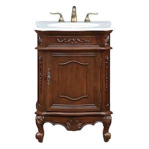 Simply Living 24 in. W x 21.75 in. D x 34 in. H Bath Vanity in Coffee with White and Brown Vein Marble Top