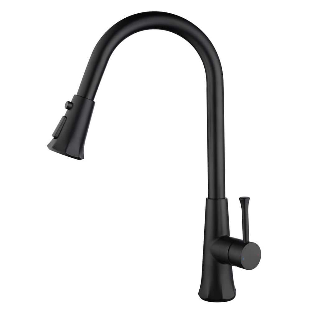 ELLO&ALLO SingleHandle PullOut Sprayer Kitchen Faucet in Matte Black
