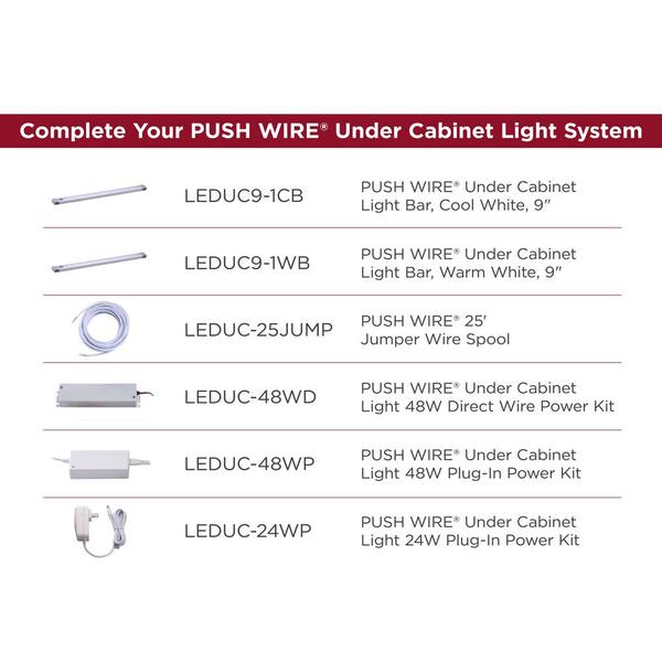 PUSH WIRE Under Cabinet Light 24W Plug-In Power Kit