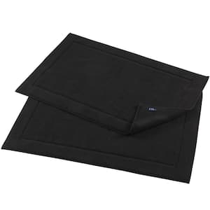 Black 21 x 34 in. 100% Cotton Rectangle 2 Piece Absorbent and Machine Washable Set