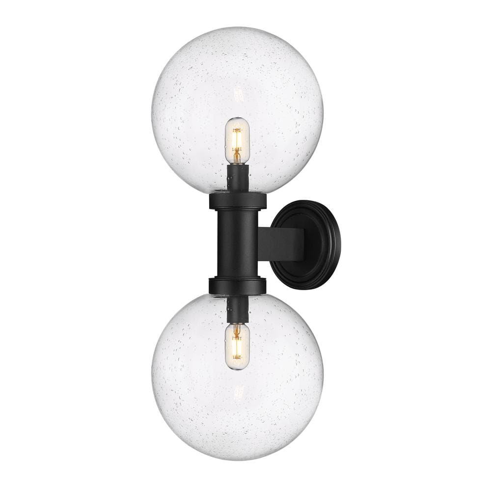 Laurent 2-Light Black Hardwired Cylinder Outdoor Wall Scone