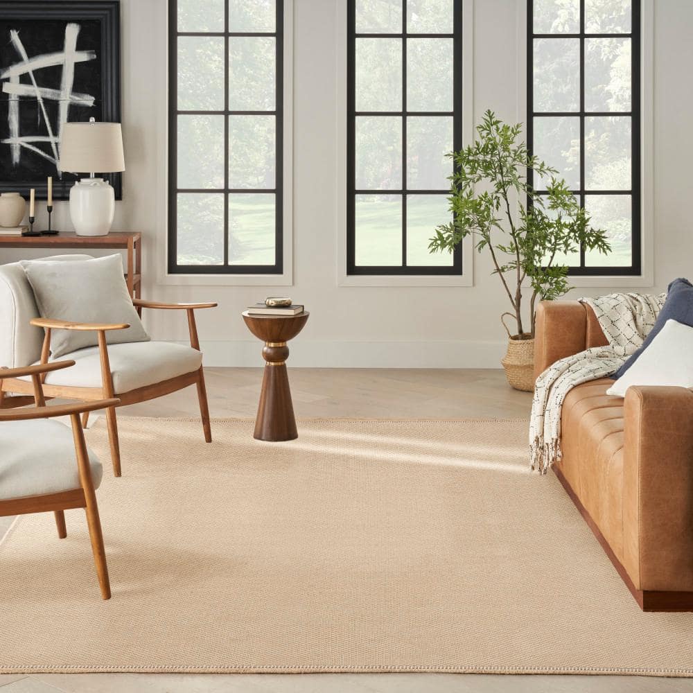 Natural Flat Woven Geometric Washable 8' x 10' Rug