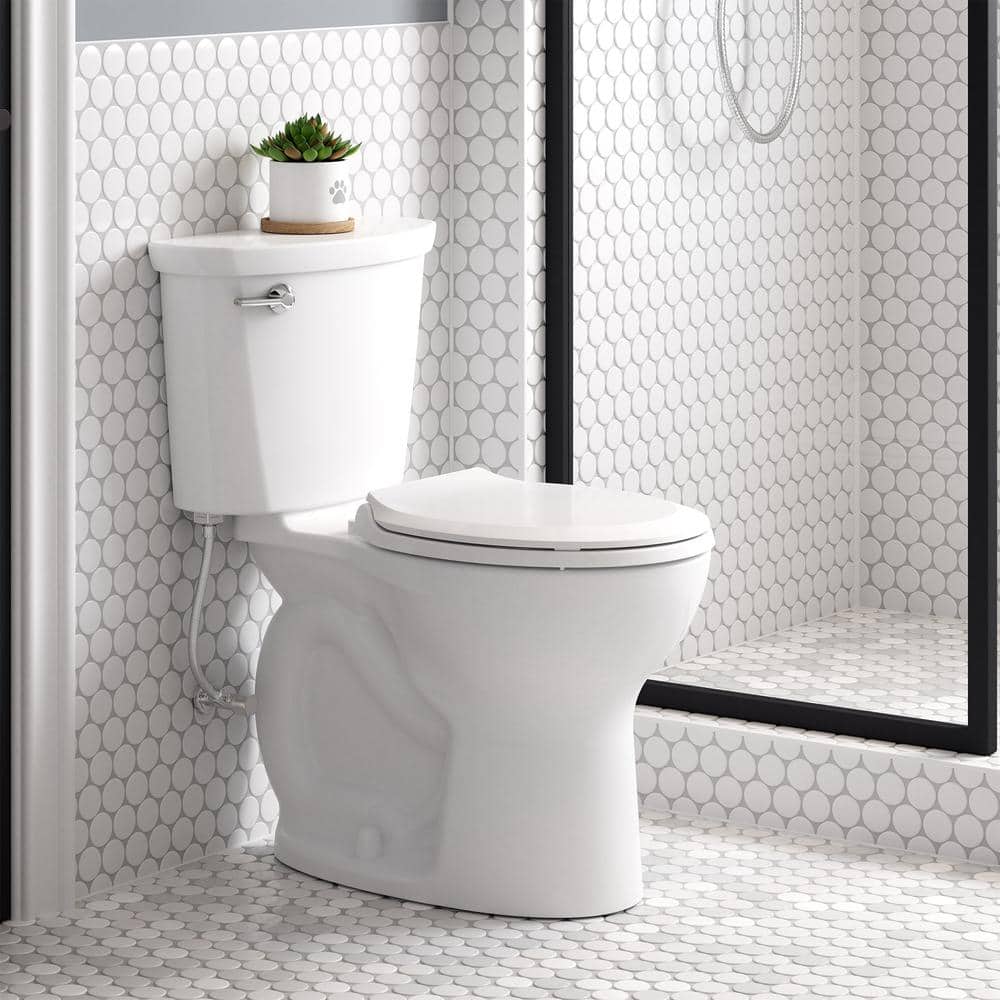 American Standard - Cadet 10 in. Antimicrobial 2-Piece 1.28 GPF Single Flush Chair Height Round Toilet with Slow Close Seat in White