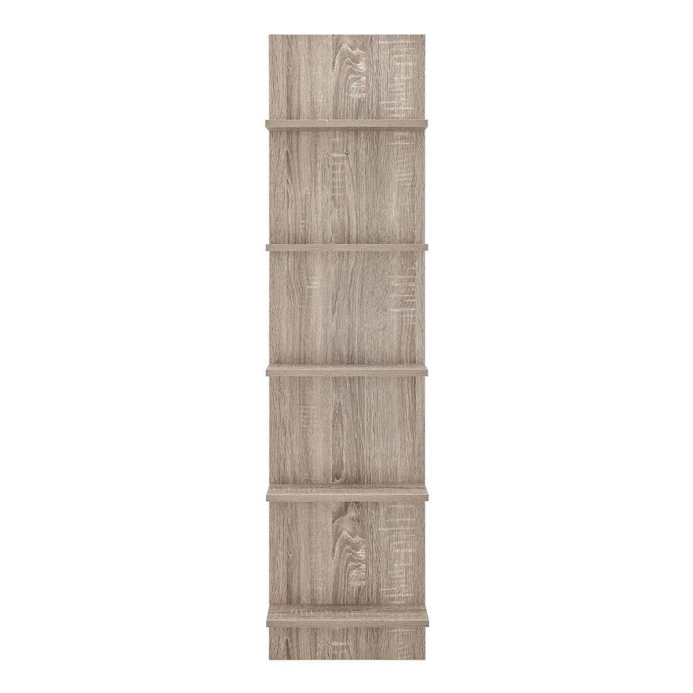 Weathered Oak Modern 51'' Floating Wall Shelf with 5 Tiers