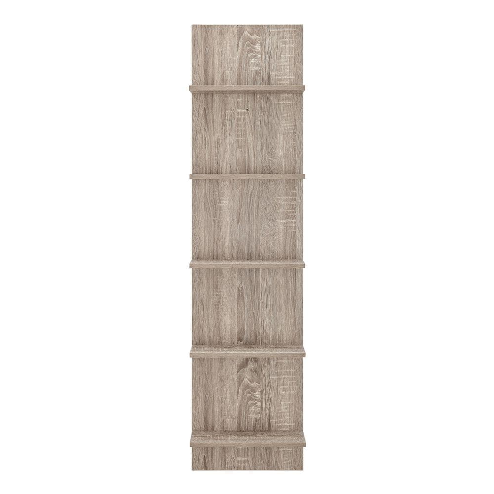 Weathered Oak Modern 51'' Floating Wall Shelf with 5 Tiers