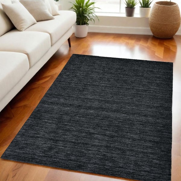 HomeRoots 5 x 8 Black Solid Color Area Rug 2000511043 - The Home Depot