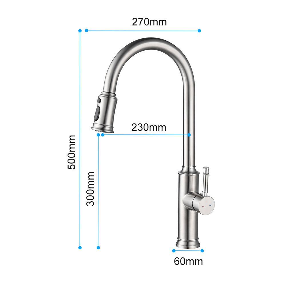 Brushed Nickel Single Handle Pull Down Kitchen Faucet