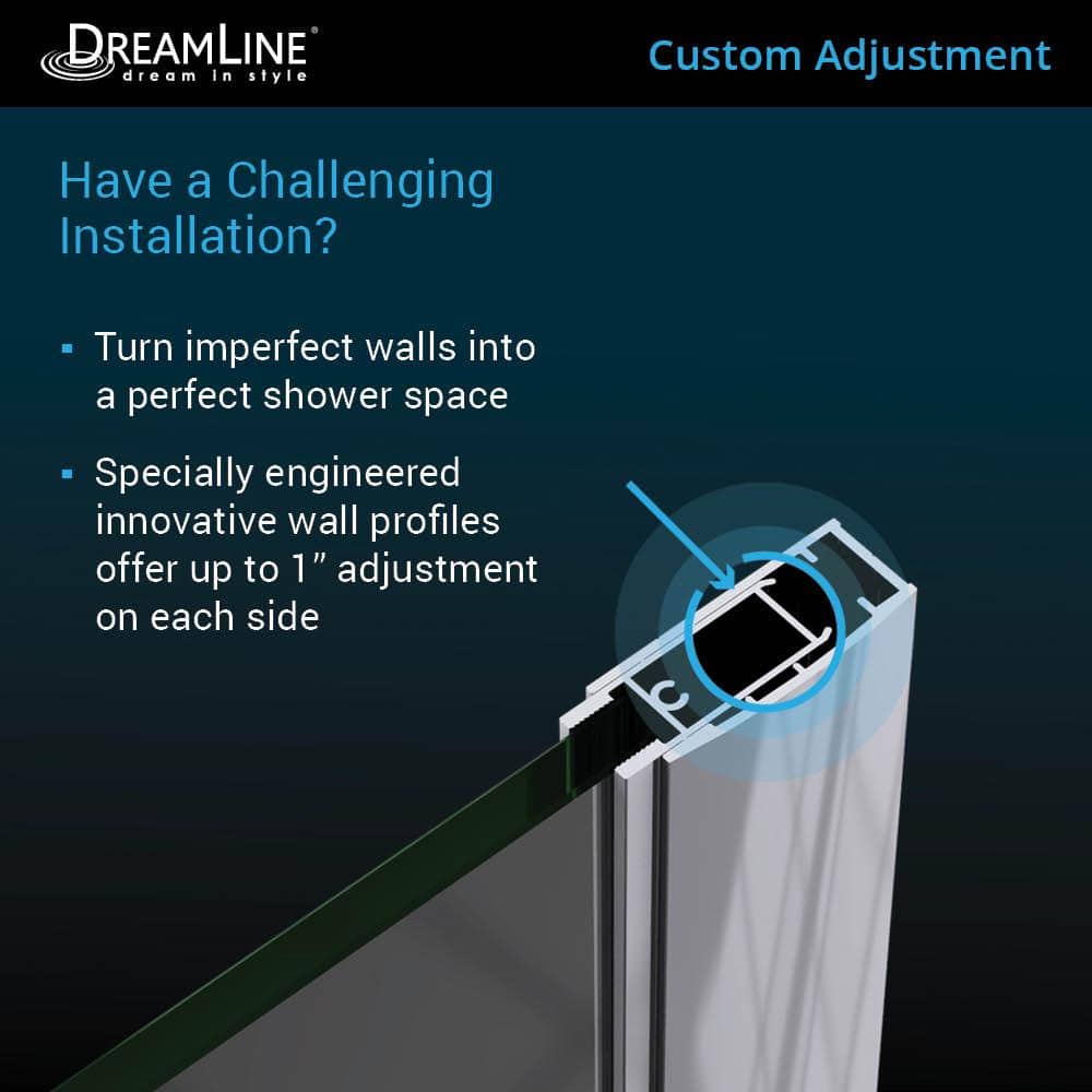 Elegance-LS 58.5" Matte Black Frameless Pivot Shower Door with Clear Glass
