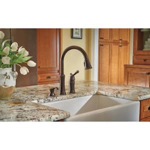 Lakeview Single-Handle Pull-Down Sprayer Kitchen Faucet with Soap Dispenser in Venetian Bronze