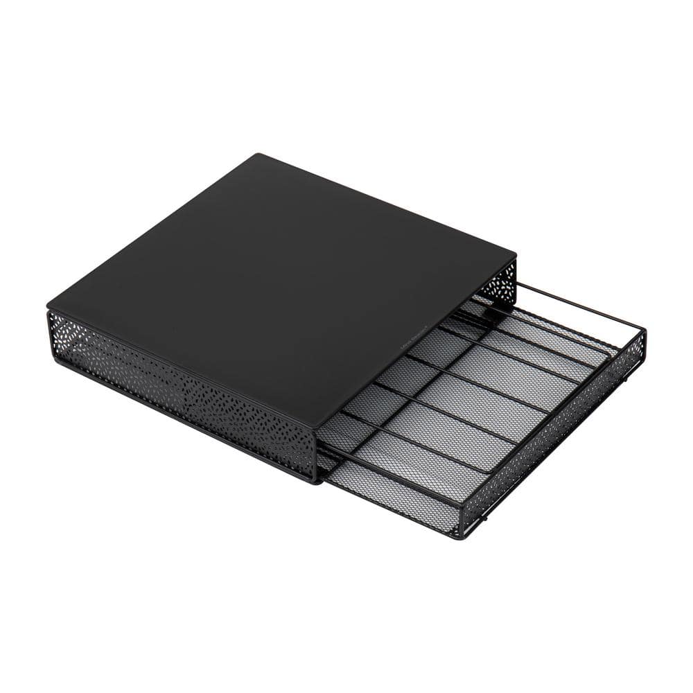 Black Metal Mesh Coffee Pod Drawer with 36-Pod Capacity
