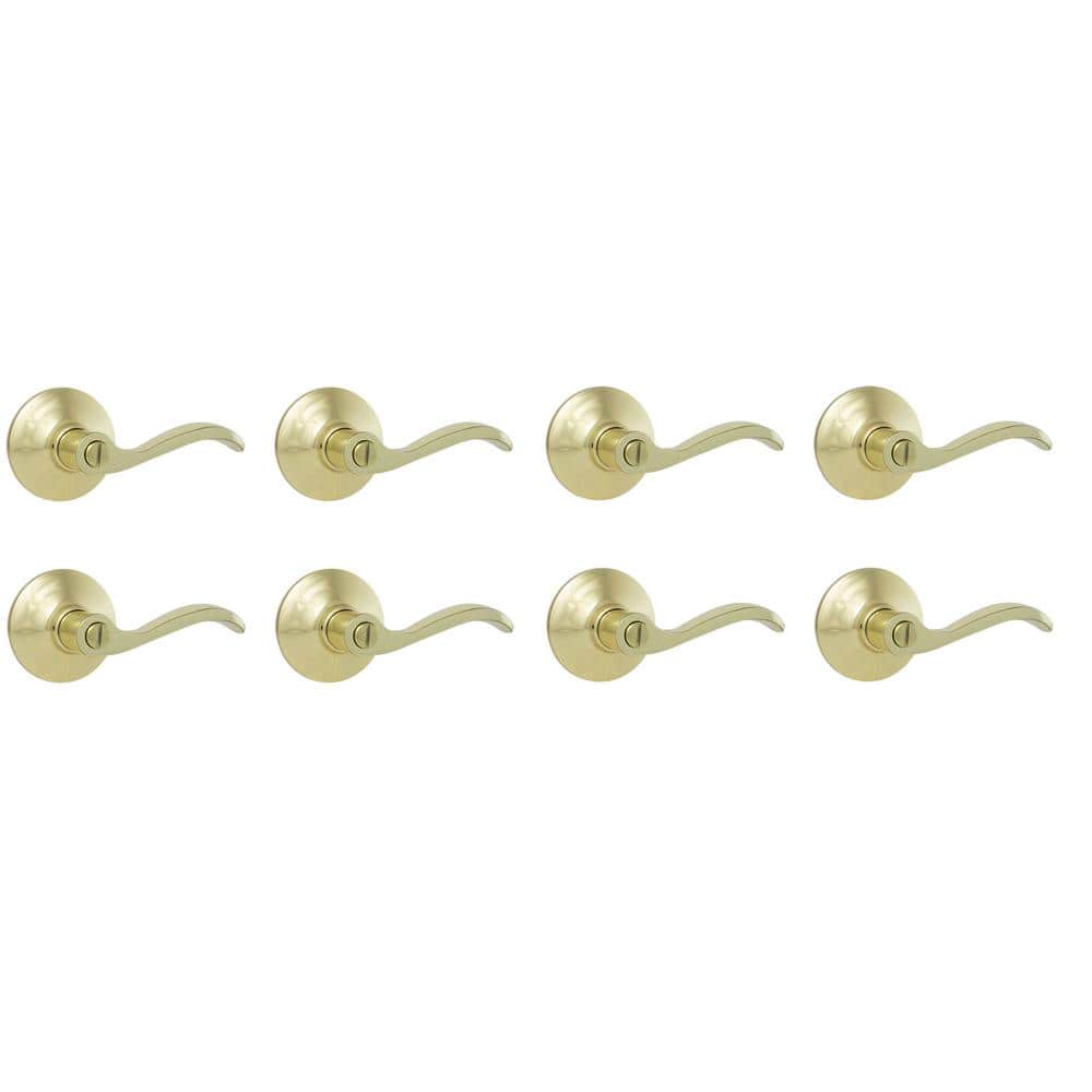 Naples Polished Brass Bed/Bath Door Lever 8-Pack