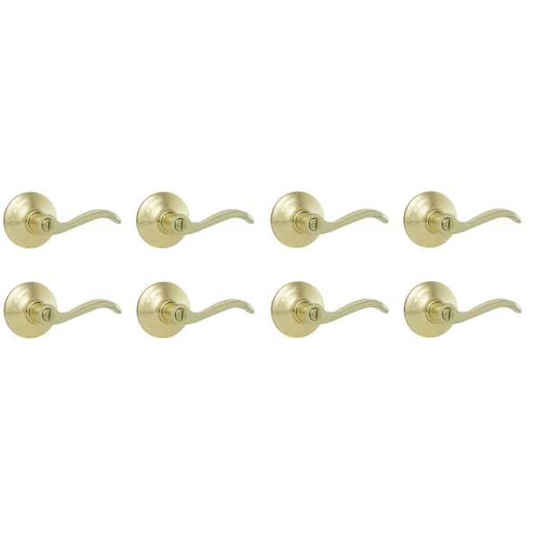 Naples Polished Brass Bed/Bath Door Lever 8-Pack