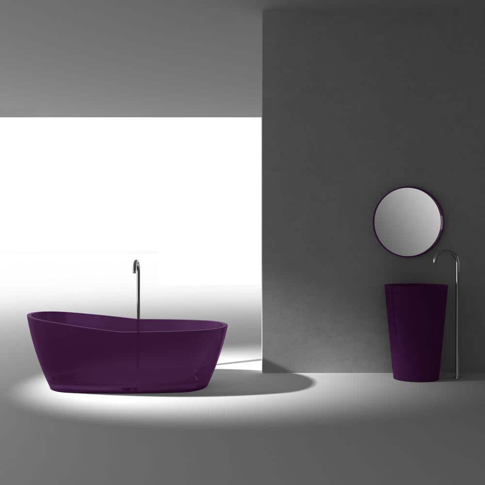 Ember 71'' Evening Violet Man-Made Stone Freestanding Bathtub