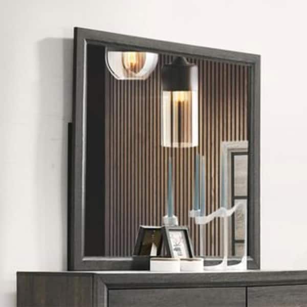 Blisstyle Gray 39 in. W x 35 in. H Farmhose Rectangle Wood Framed Mirror Wall Mirror Wall Decor Mirror