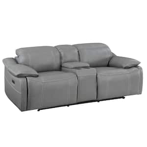 Alpine 81 in. Smoke Gray 2-Seater Power Reclining Loveseat with Storage Console