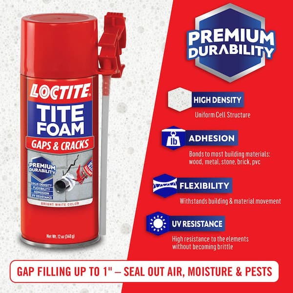 Tite Foam Gaps and Cracks Spray Foam, Bright White, 12 oz. Can, Insulating Spray Foam Sealant