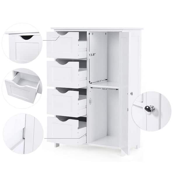 NALLBEIRRAA Bathroom Floor Cabinet with 4 Drawers, Tower Storage  Cabinet, Wooden Freestanding Side Storage Cabinet for Bathroom Home Office  (White-4) : Home & Kitchen