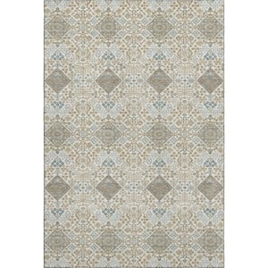 Mayfield Premium Machine Washable Abstract AMF2477 Ivory 5 ft. x 7 ft. 6 in. Area Rug