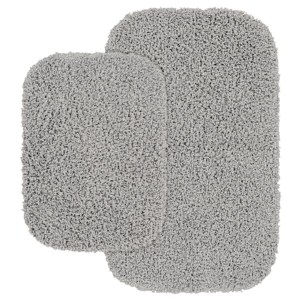 Garland Rug Traditional 4 Piece Nylon Washable Bathroom Rug Set Platinum Gray