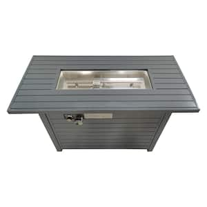 42 in. 50,000 BTU Steel Rectangle Outdoor Propane Gas Fire Pit Table with Lid