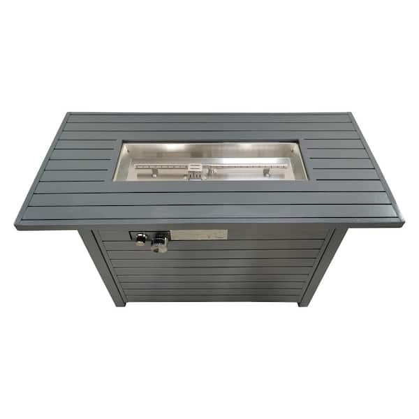 Mondawe 42 in. 50,000 BTU Steel Rectangle Outdoor Propane Gas Fire Pit Table with Lid