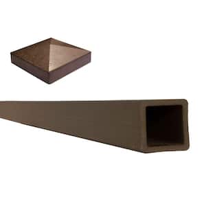 Seclusions 5 in. x 5 in. x 9 ft. Woodland Brown Wood-Plastic Composite Fence Post with Crown Post Cap