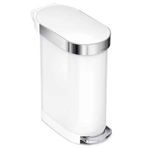 45L Slim Liner Rim Step Kitchen Trash Can, White Steel