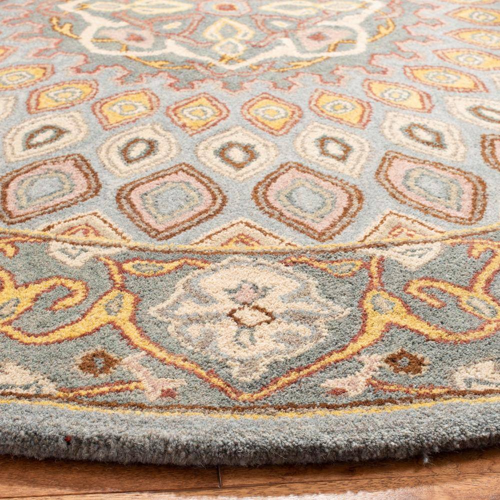 Hand-Tufted Blue and Grey Wool Round Area Rug