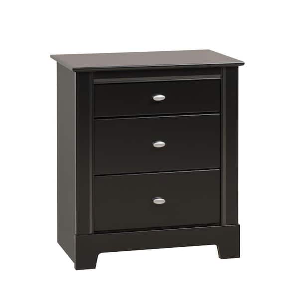 Prepac Kallisto 3-Drawer Black Nightstand