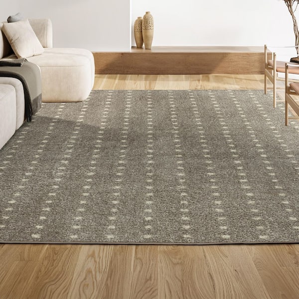 JONATHAN Y Pele Modern Geometric Dot Shag Gray/Ivory 4 ft. x