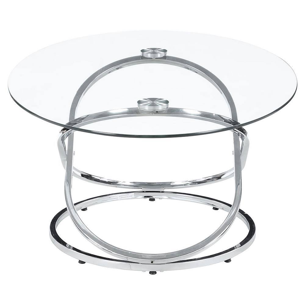 Ecliptic Chrome & Glass Oval Coffee Table Set