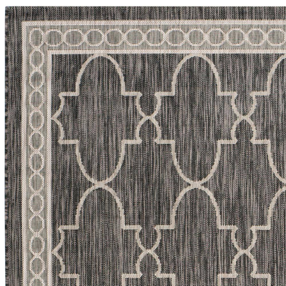 Black and Beige Geometric Indoor/Outdoor Area Rug, 8' x 11'