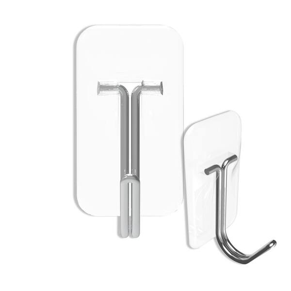 Permastik Clear Small Wire Kitchen Hooks with Removable Adhesive Strips (30-Pack)