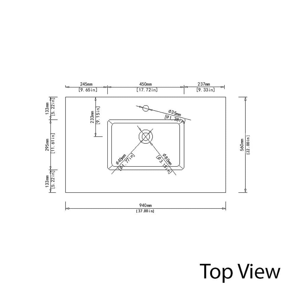37" White Stone Vanity Top with Integrated Basin
