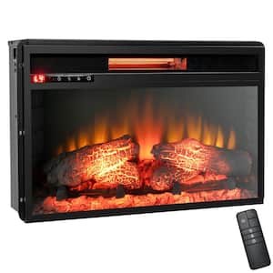26 in. Infrared Quartz Electric Fireplace Insert Log Flame Heater w/Remote Control