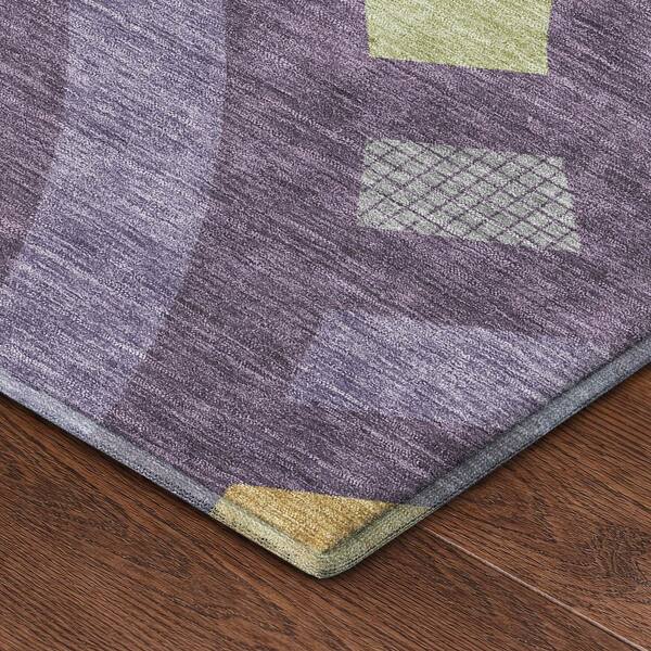 Mayfield Premium Machine Washable Abstract AMF2467 Plum 5 ft. x 7 ft. 6 in. Area Rug