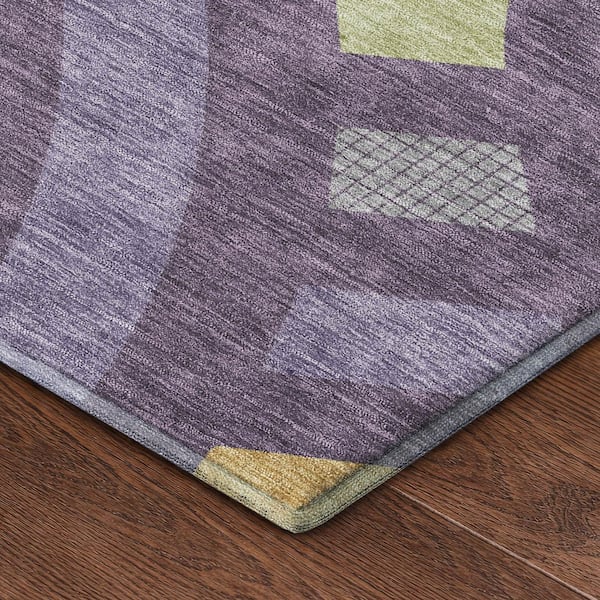 Mayfield Premium Machine Washable Abstract AMF2467 Plum 9 ft. x 12 ft. Area Rug