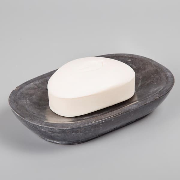 Creative Home 3-7/8 in. L x 5-3/4 in. W Natural Charcoal Marble Stone Bar Soap  Dish, Soap Tray Holder for Countertop Organizer 74816 - The Home Depot