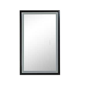 24 in. W x 40 in. Metal Framed LED Single Bathroom Vanity Mirror in Black