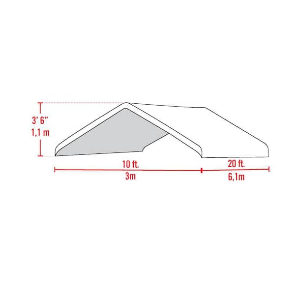 10 ft. W x 20 ft. D Max AP Canopy Replacement Cover in White with 100% Waterproof, UV-Resistant Fabric