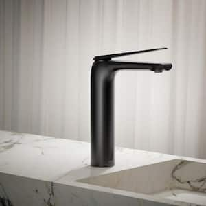 Avid Tall Single Hole Single Handle Bathroom Sink Faucet with 0.5 GPM in Matte Black