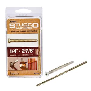 1/4 in. x 2-7/8 in. Steel Flat-Head Phillips Stucco Anchors with Drill Bit (25-Pack)