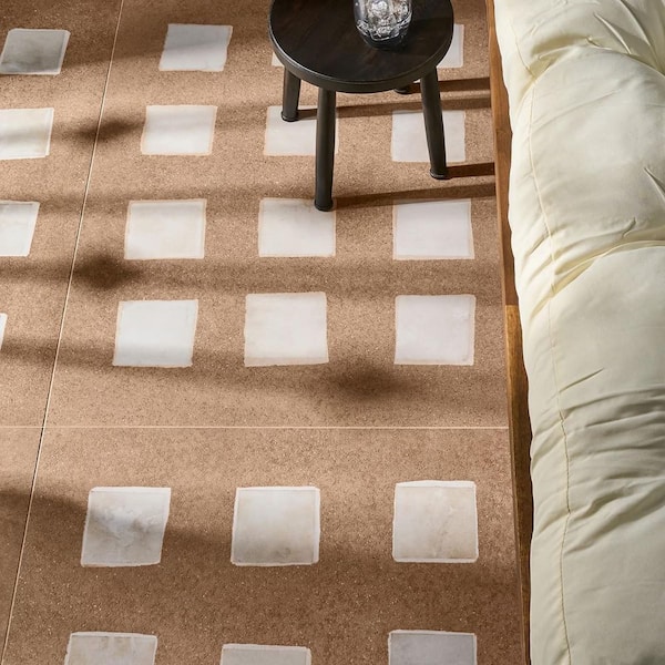 Vessira Deco Terracotta 35 in. x 35 in. Concrete Look Semi-Polished Porcelain Floor and Wall Tile (17.64 sq. ft. / Case)