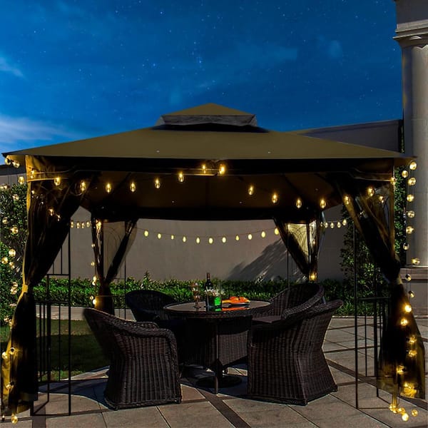 Daheat 10 ft. x 10 ft. Outdoor Patio Gazebo with Double Roof, Detachable Mesh Screen and Mosquito Net